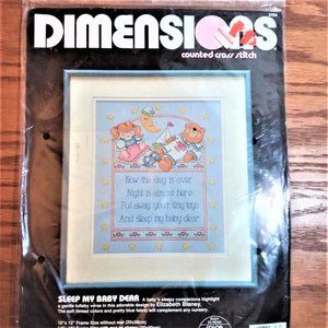 Counted Cross Stitch Kit Sleep My Baby Dear Dimensions 1991 14 count Needlepoint